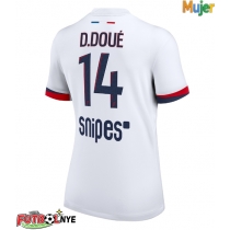Camiseta Paris Saint-Germain Desire Doue #14 Visitante Equipación para mujer 2025-26 manga corta